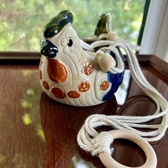 Vintage Stoneware Bird Planter Hanging Ceramic Chicken Quail - Picture 13 of 16